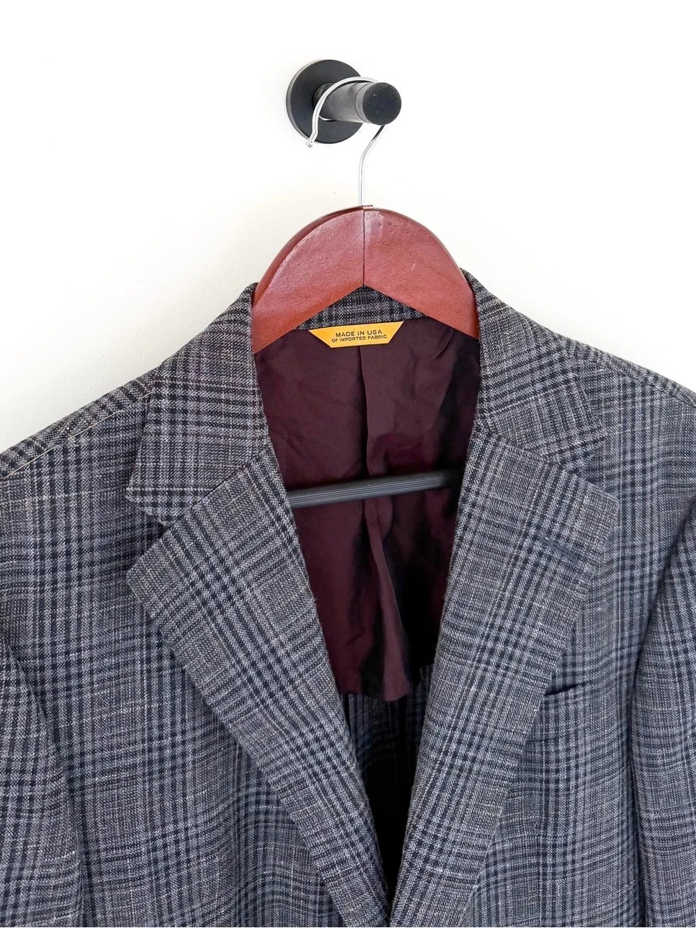 NEW Hickey Freeman Wool Silk Linen Gray Blue Plaid Blazer Sport Coat 40R Men's